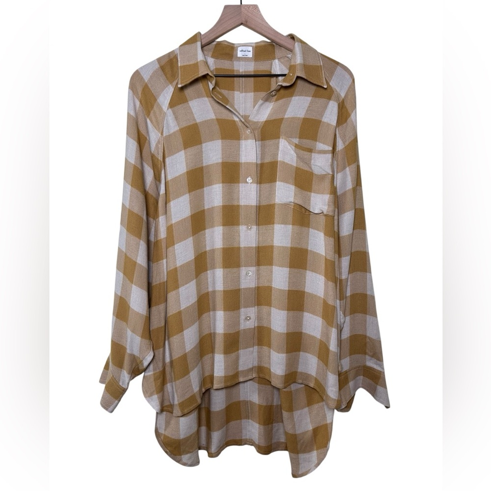 ARITZIA WILFRED FREE Boyfriend Shirt‎ Relaxed Fit Maize Yellow Gingham NWT NEW L